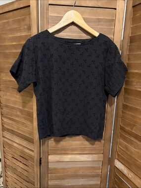 Albion Black Eyelet Short Sleeve Top